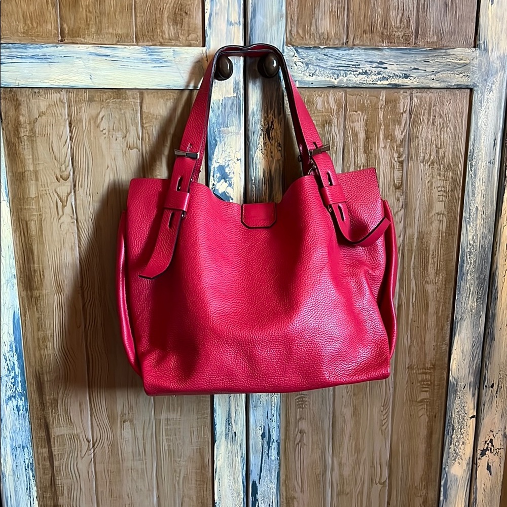 Red Leather Tote Bag